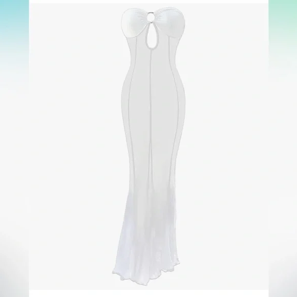 Longburgundy strapless dressduster Hollywood lingerie silhouette cover up